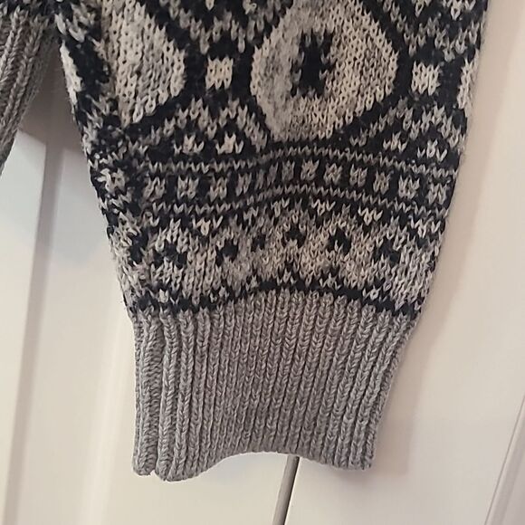 Diane VonFurstenberg Sweater Ski Double Mock Neck Knit Floral Gray Black Sz. S/M - Picture 3 of 10